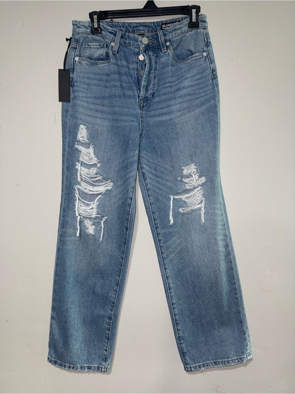 Blank NYC the Baxter Light Wash Distressed Straight-Leg Jeans